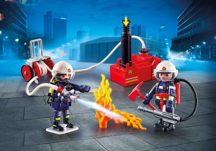 Bomberos con Bomba de Agua Playmobil