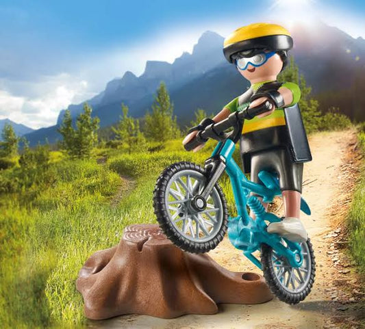 Ciclista de montaña con equipo Playmobil
