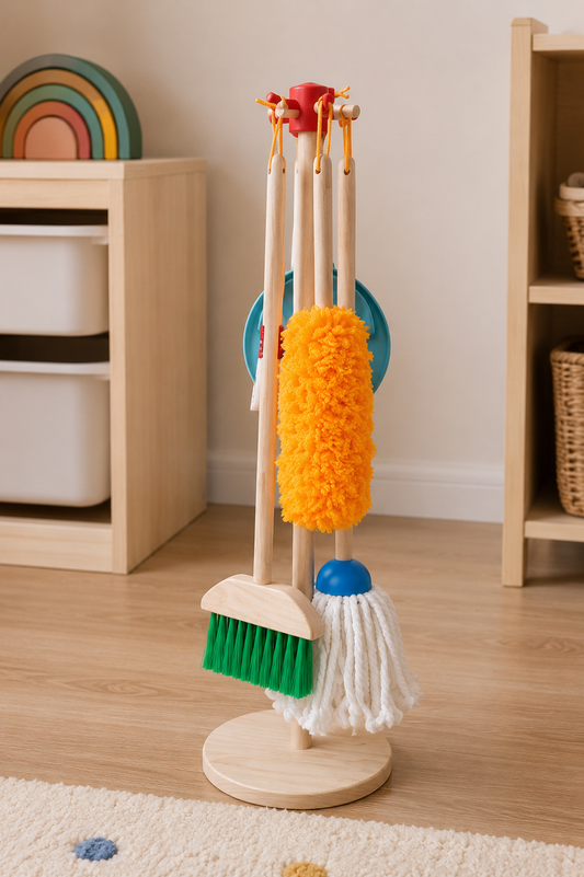 Kit de Limpieza Infantil de Madera con Soporte